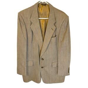 Vintage Christian Dior Monsieur tan tweed  virgin wool blazer sport coat. Size L